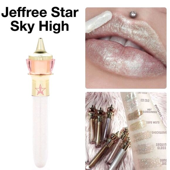 SKY HIGH-Jeffree Star The Gloss. Metallic icy white gold & green flecks. NIB. - Picture 1 of 5